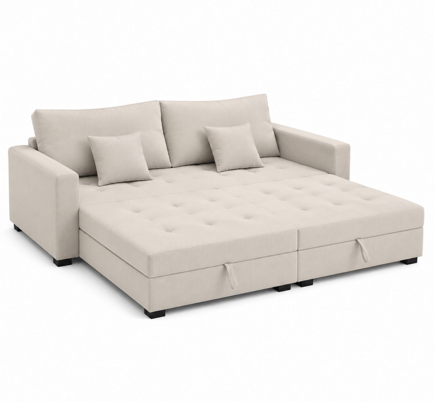 Sofa rozkładana tkanina beżowa 200x140 cm