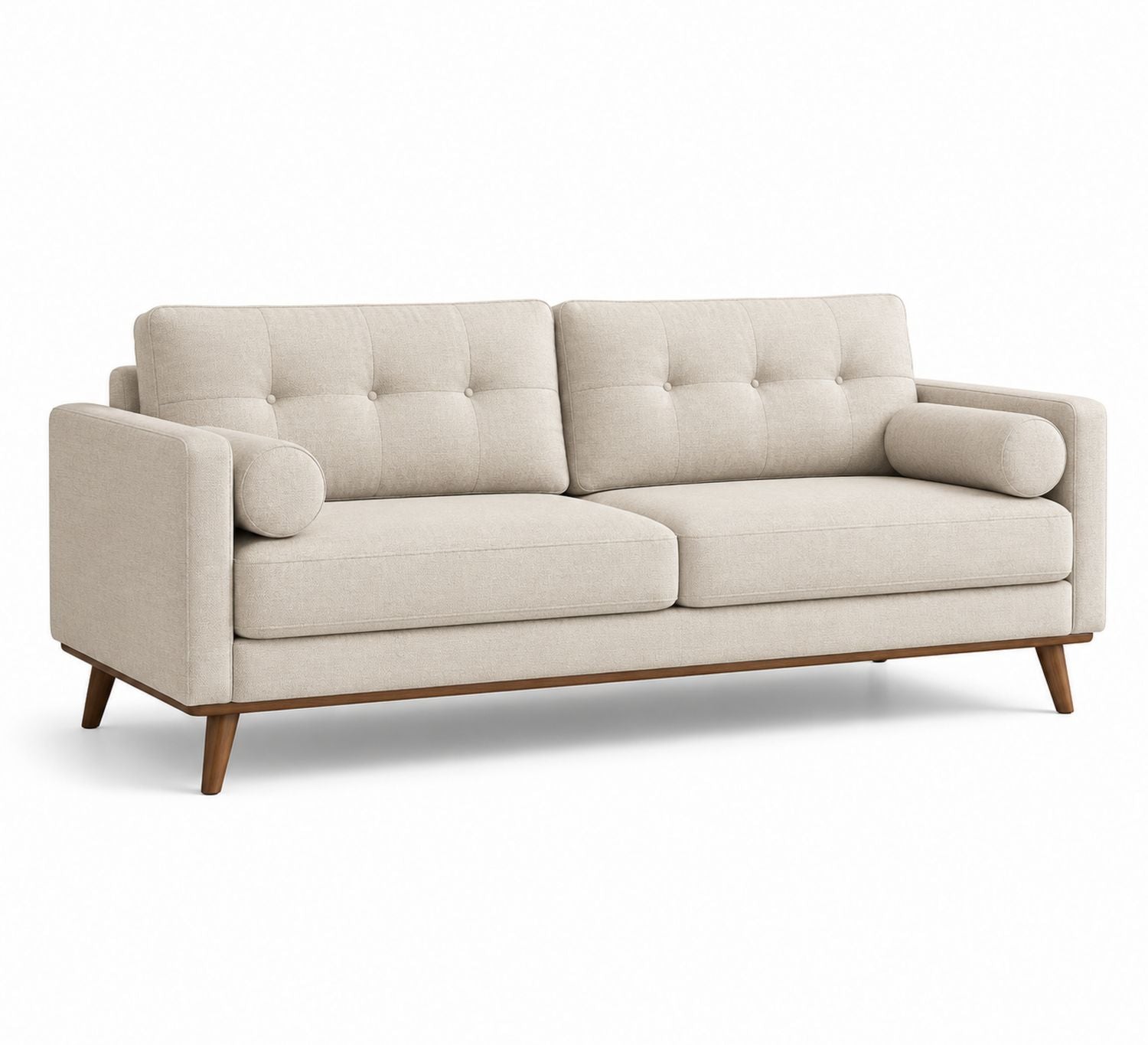 Sofa trzyosobowa z tkaniny poliestrowej Beżowa 210cm