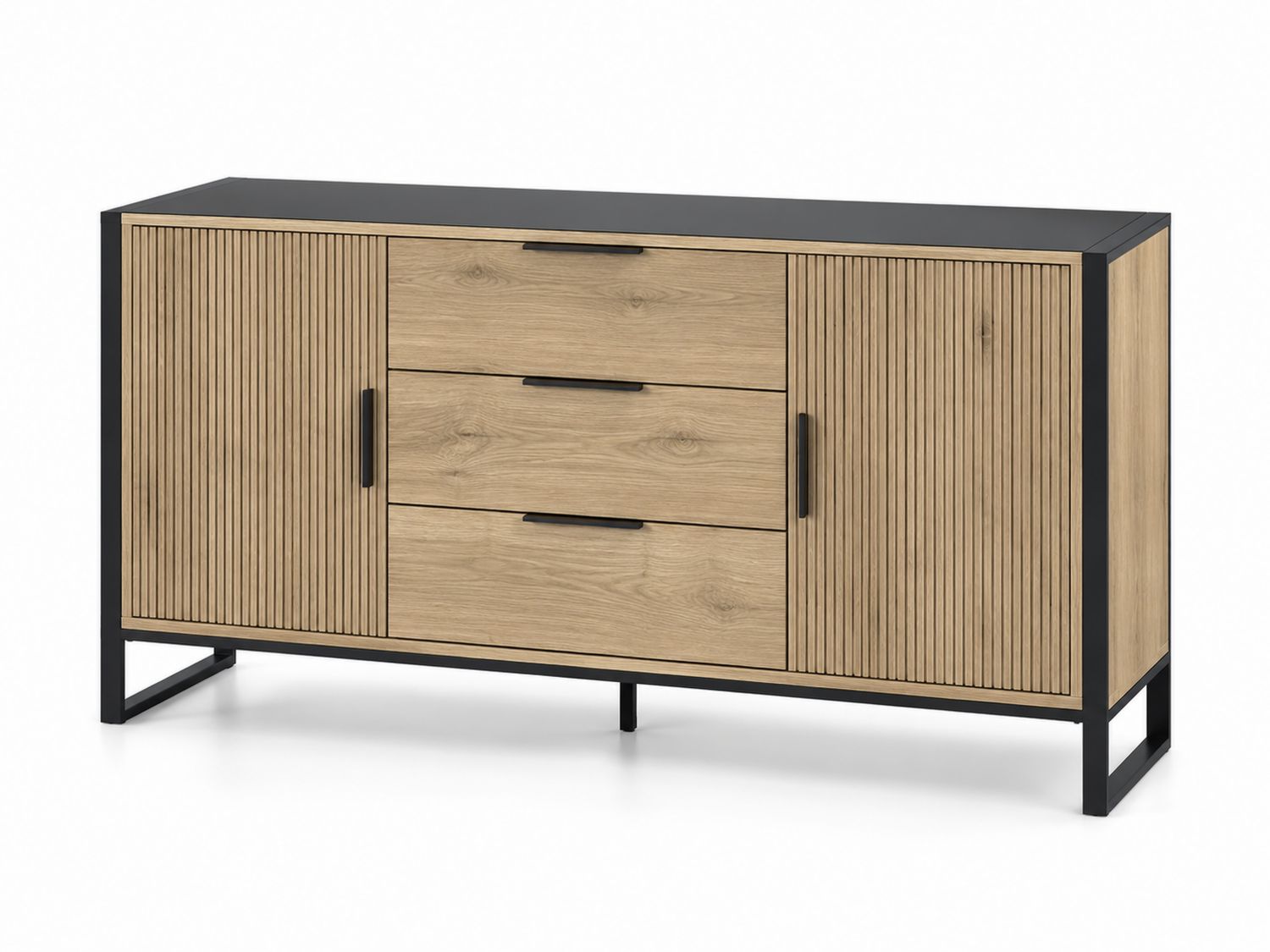 Komoda z MDF i stalowymi nogami z trzema szufladami