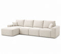 Sofa narożna z tkaniny sztruksowej beżowa 300 cm