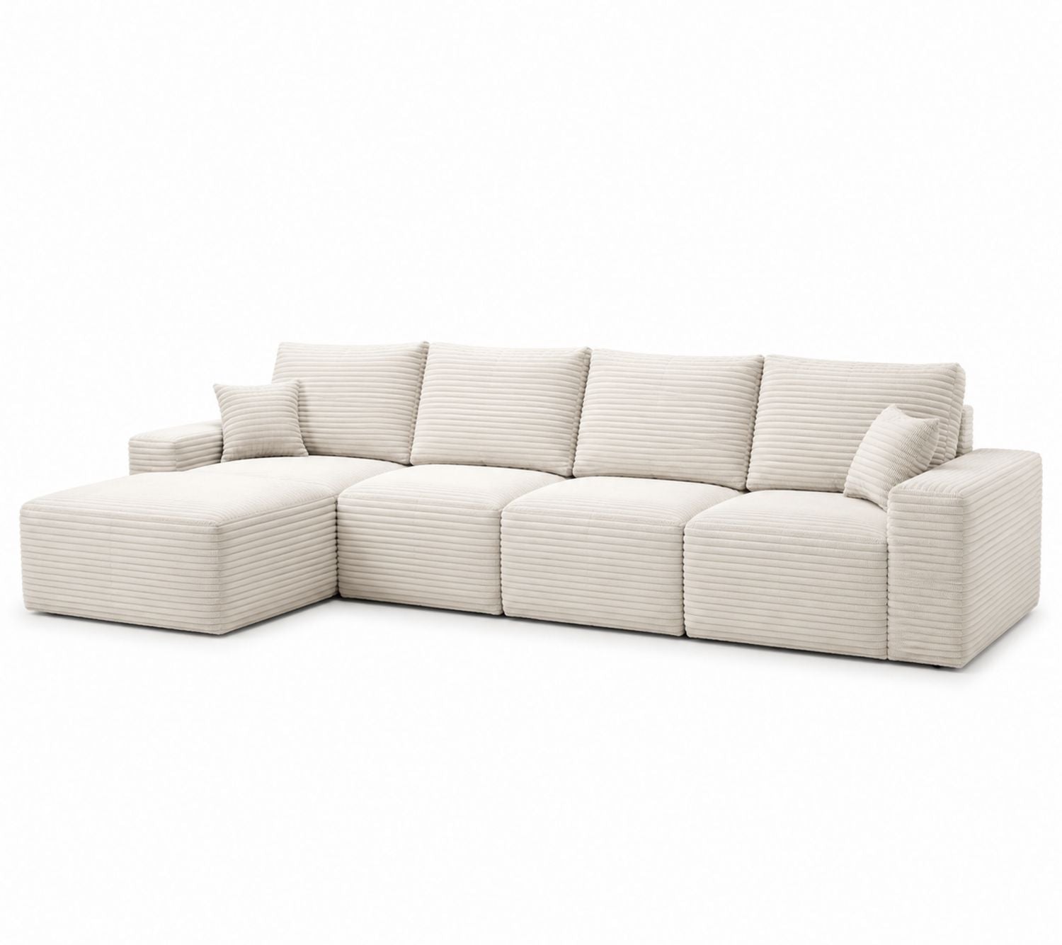 Sofa narożna z tkaniny sztruksowej beżowa 300 cm