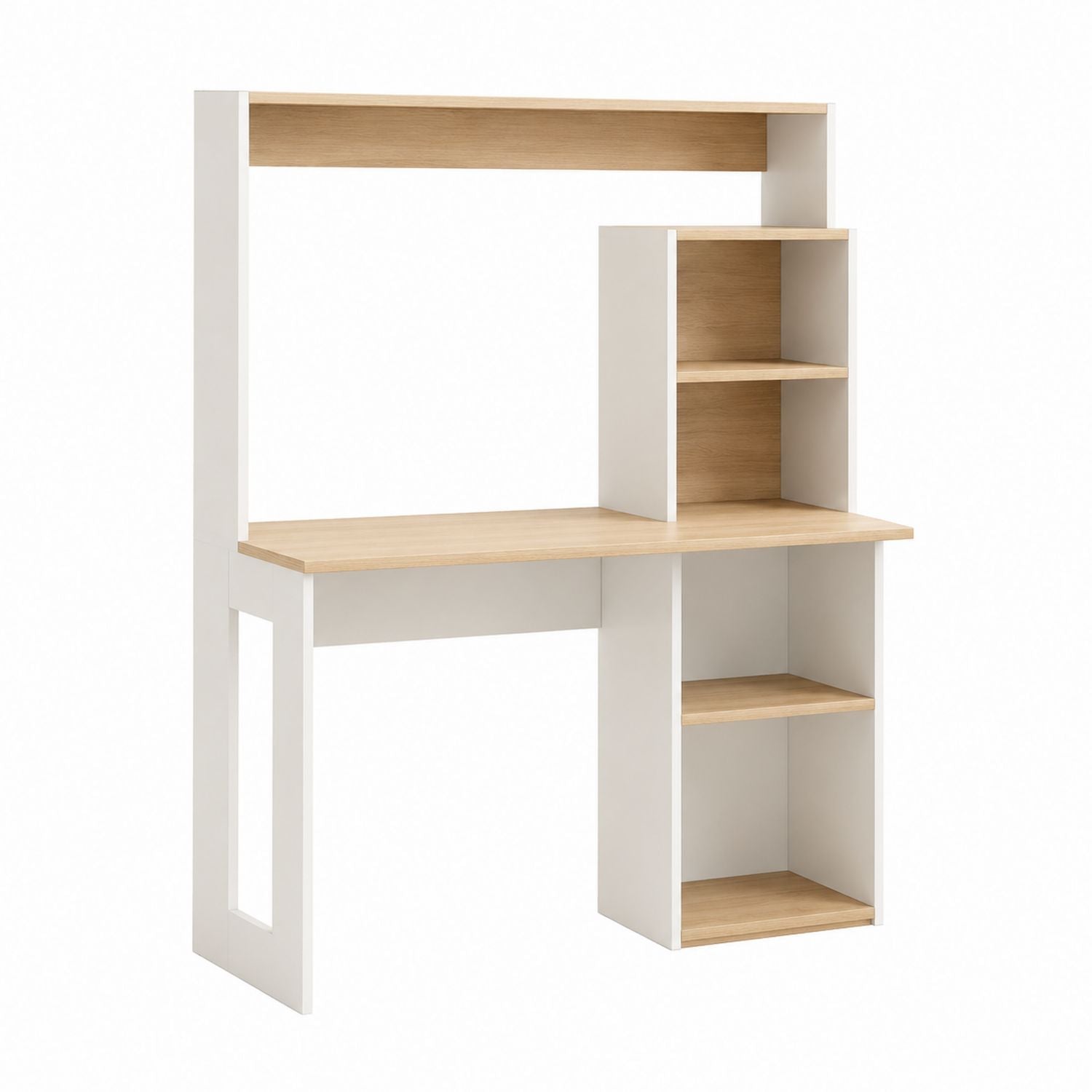 Biurko z półkami MDF Biały/Dąb 120x50x120 cm