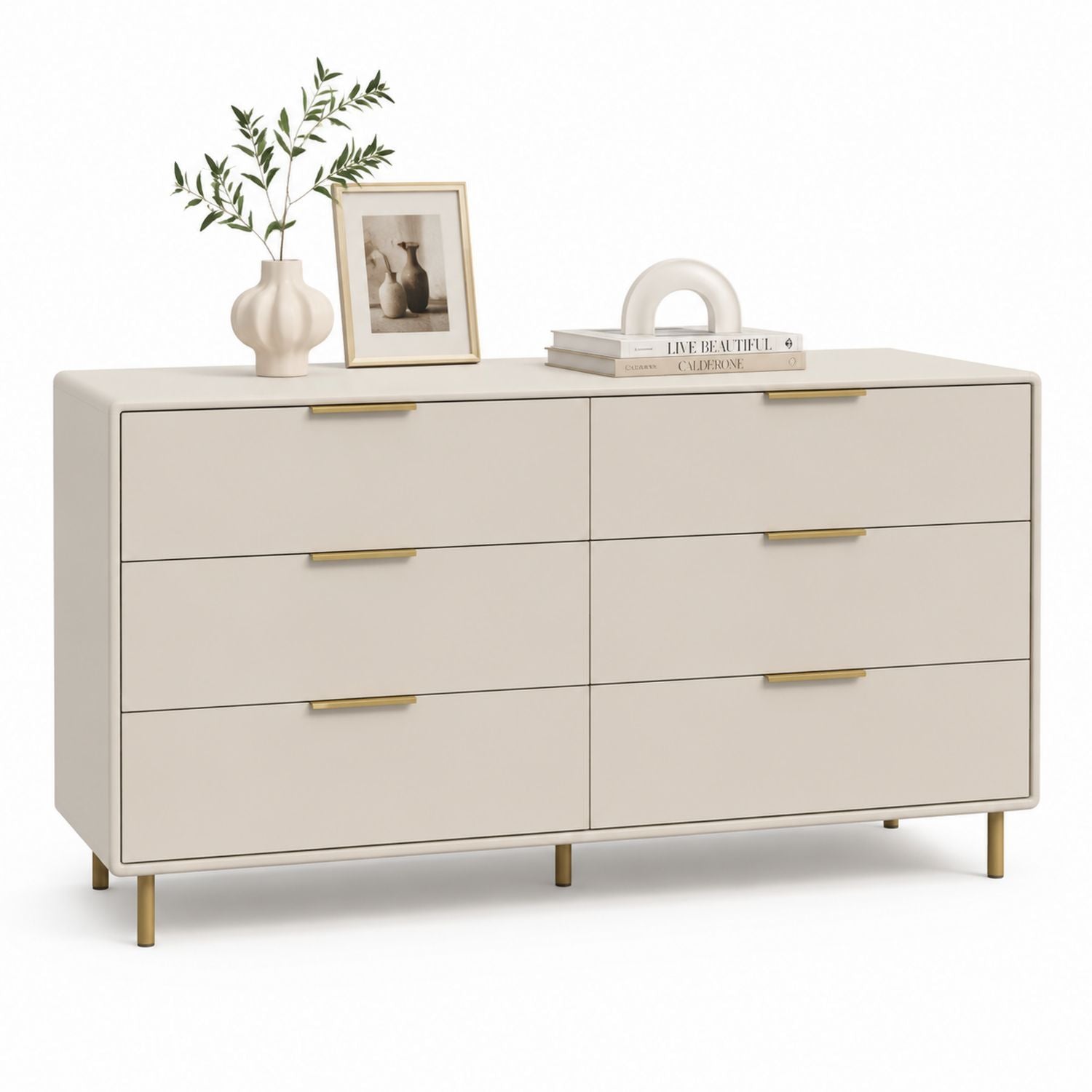 Komoda z 6 szufladami MDF Beżowy 120x40x80cm