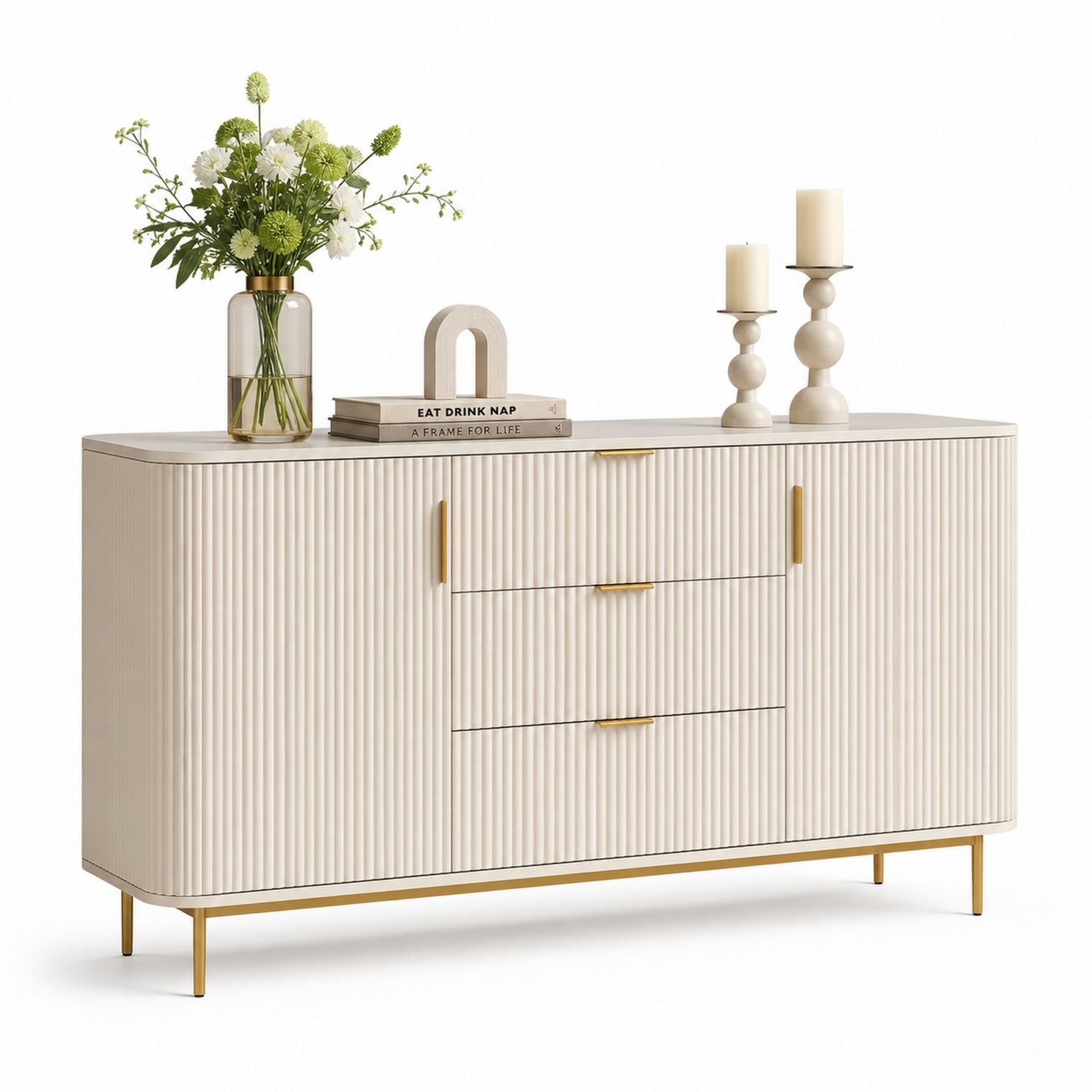 Komoda MDF Stal Beżowy 152x76x40 cm