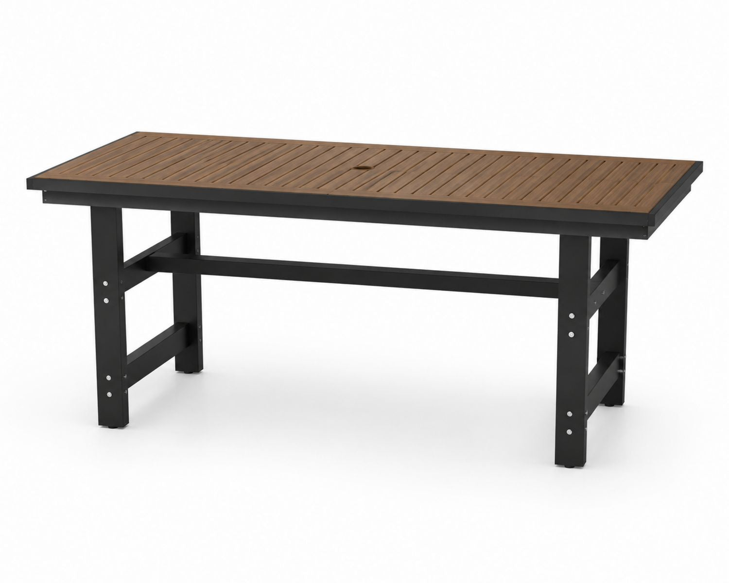 Stół ogrodowy prostokątny metalowe nogi blat teakowy 180 cm