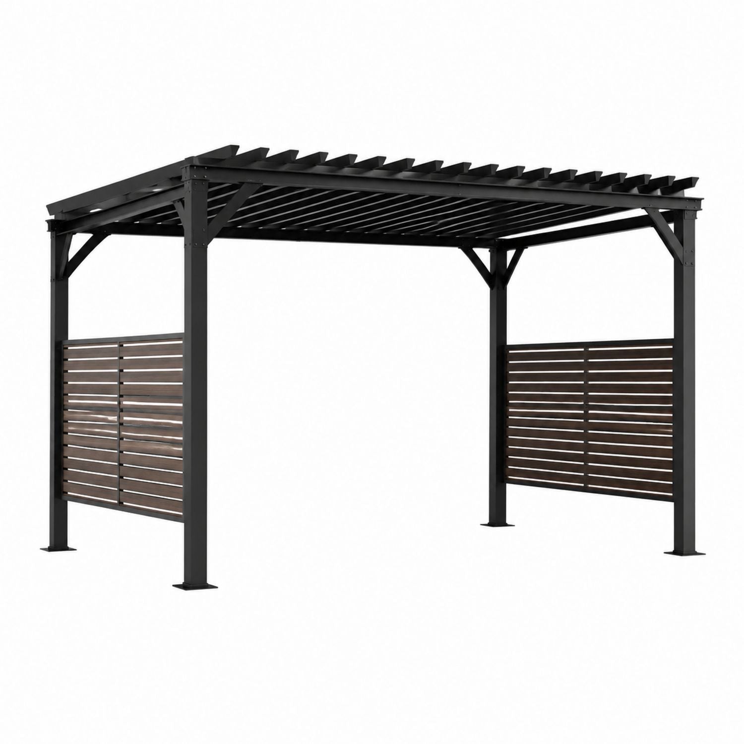 Altana ogrodowa aluminiowa z drewnianymi panelami